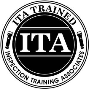 Black and white circular ITA Trained logo